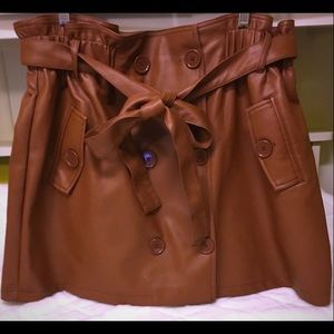 Faux leather button skirt